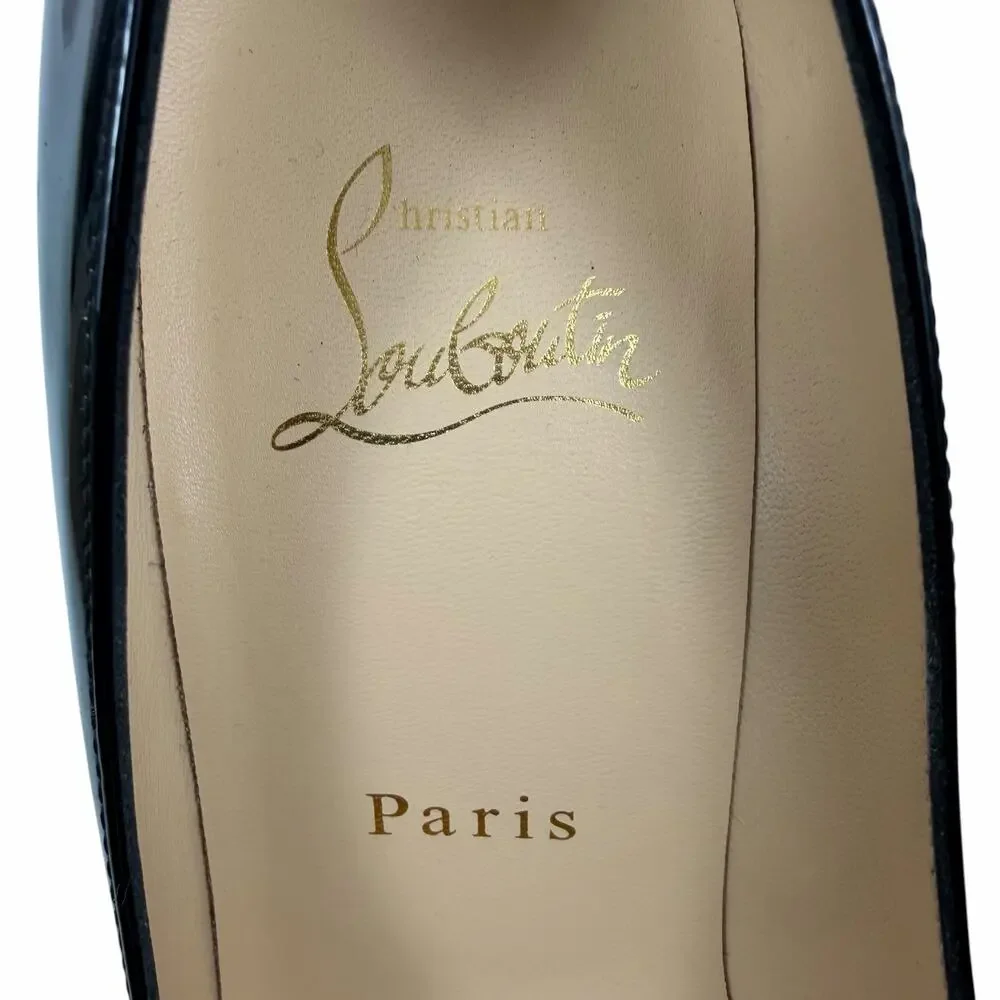 Christian Louboutin Kate 100 Patent Leather Pointed Toe Pump Black  Size 36